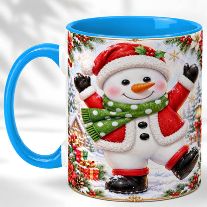 #pl[11oz|Blue] Christmas Snowman Coffee Mug, Festive Snowman Mug, Ceramic Cup