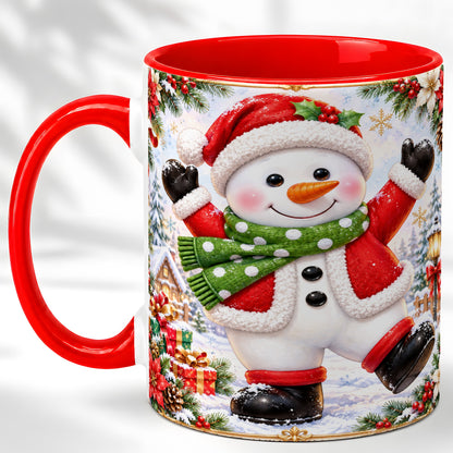 Christmas Snowman Coffee Mug, Festive Snowman Mug, Ceramic Cup