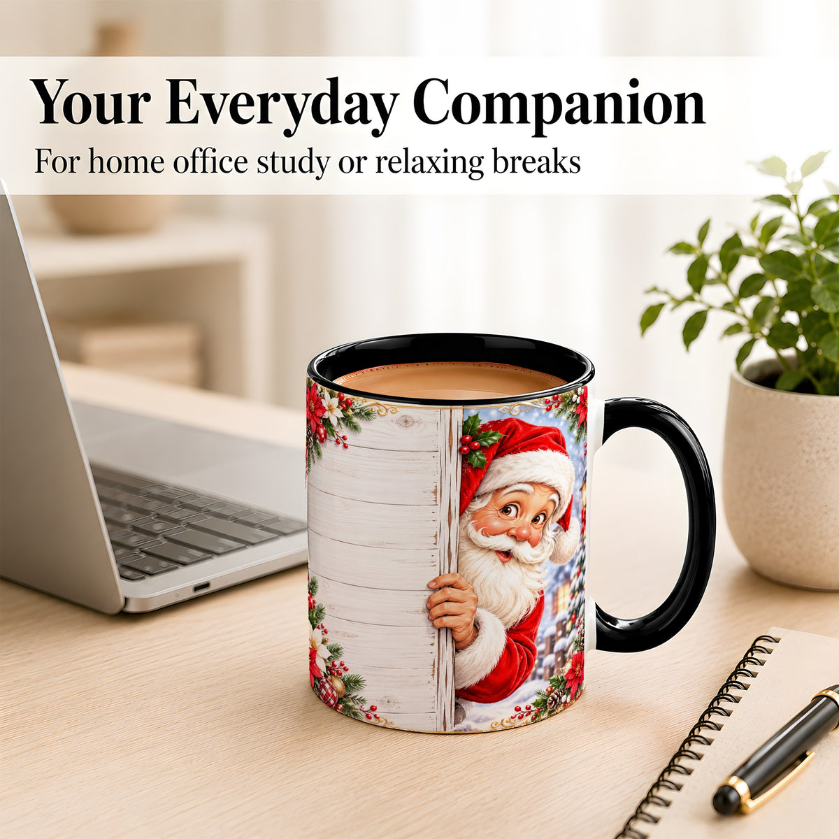 #pl[11oz|Black] Christmas Santa Coffee Mug, Holiday Santa Mug, Ceramic Cup