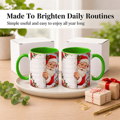 #pl[11oz|Green] Christmas Santa Coffee Mug, Holiday Santa Mug, Ceramic Cup