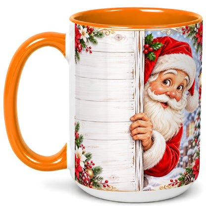 #pl[15oz|Orange] Christmas Santa Coffee Mug, Holiday Santa Mug, Ceramic Cup