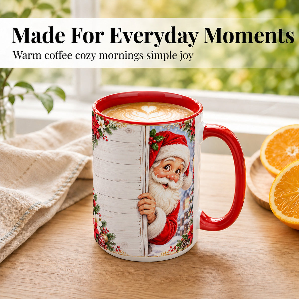 #pl[15oz|Red] Christmas Santa Coffee Mug, Holiday Santa Mug, Ceramic Cup