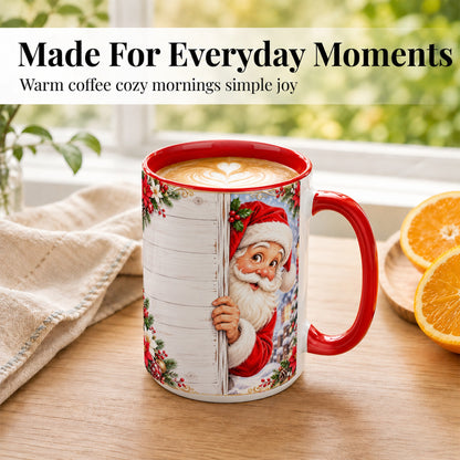 #pl[15oz|Red] Christmas Santa Coffee Mug, Holiday Santa Mug, Ceramic Cup