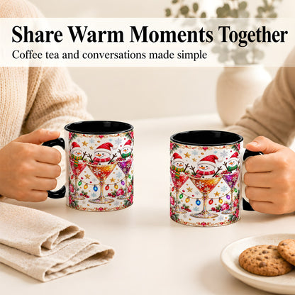 #pl[11oz|Black] Snowman Martini Coffee Mug, Christmas Cocktail Mug, Ceramic Cup