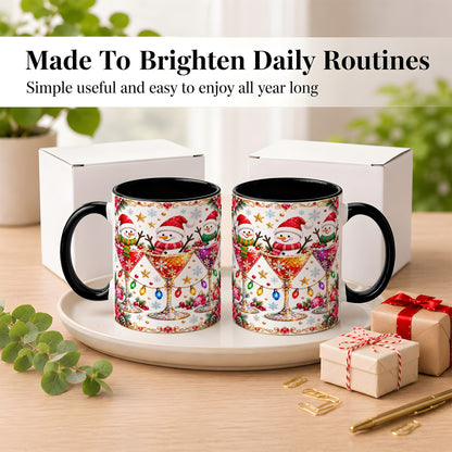 #pl[11oz|Black] Snowman Martini Coffee Mug, Christmas Cocktail Mug, Ceramic Cup
