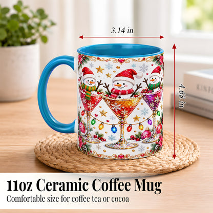 #pl[11oz|Blue] Snowman Martini Coffee Mug, Christmas Cocktail Mug, Ceramic Cup
