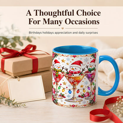 #pl[11oz|Blue] Snowman Martini Coffee Mug, Christmas Cocktail Mug, Ceramic Cup