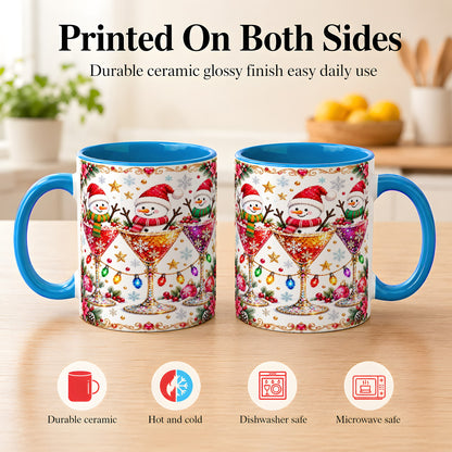 #pl[11oz|Blue] Snowman Martini Coffee Mug, Christmas Cocktail Mug, Ceramic Cup