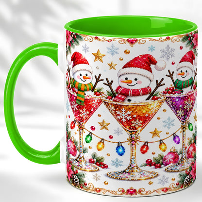 #pl[11oz|Green] Snowman Martini Coffee Mug, Christmas Cocktail Mug, Ceramic Cup