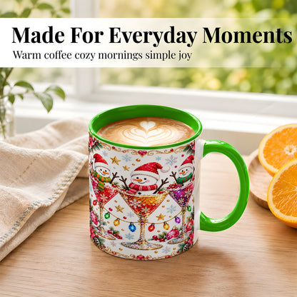#pl[11oz|Green] Snowman Martini Coffee Mug, Christmas Cocktail Mug, Ceramic Cup