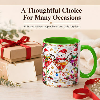 #pl[11oz|Green] Snowman Martini Coffee Mug, Christmas Cocktail Mug, Ceramic Cup