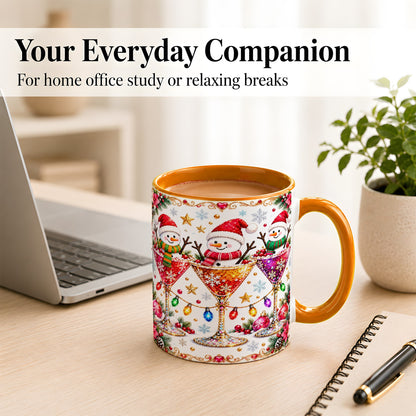 #pl[11oz|Orange] Snowman Martini Coffee Mug, Christmas Cocktail Mug, Ceramic Cup