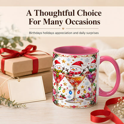 #pl[11oz|Pink] Snowman Martini Coffee Mug, Christmas Cocktail Mug, Ceramic Cup