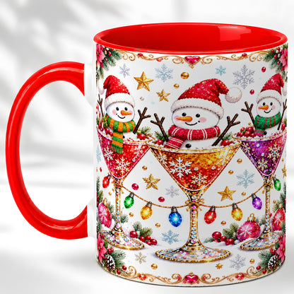 Snowman Martini Coffee Mug, Christmas Cocktail Mug, Ceramic Cup