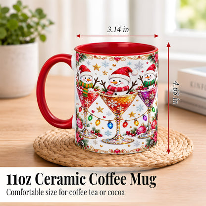 #pl[11oz|Red] Snowman Martini Coffee Mug, Christmas Cocktail Mug, Ceramic Cup