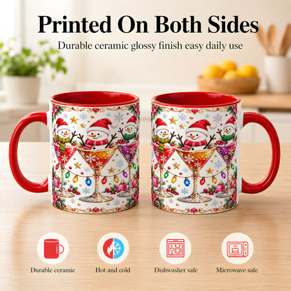 #pl[11oz|Red] Snowman Martini Coffee Mug, Christmas Cocktail Mug, Ceramic Cup