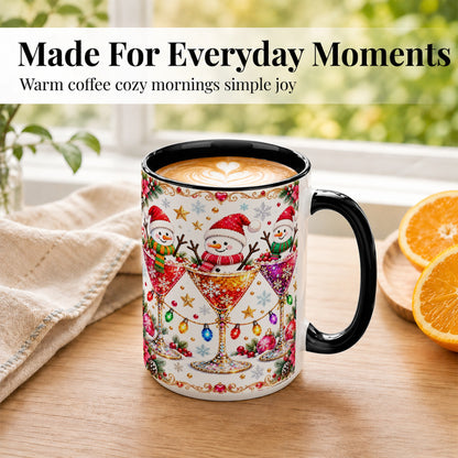 #pl[15oz|Black] Snowman Martini Coffee Mug, Christmas Cocktail Mug, Ceramic Cup