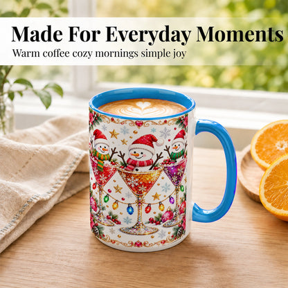 #pl[15oz|Blue] Snowman Martini Coffee Mug, Christmas Cocktail Mug, Ceramic Cup