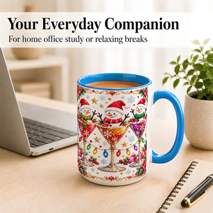 #pl[15oz|Blue] Snowman Martini Coffee Mug, Christmas Cocktail Mug, Ceramic Cup