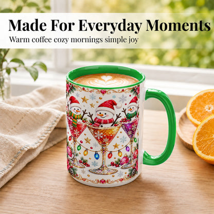 #pl[15oz|Green] Snowman Martini Coffee Mug, Christmas Cocktail Mug, Ceramic Cup
