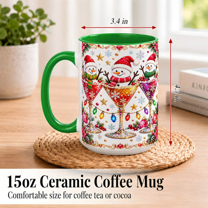 #pl[15oz|Green] Snowman Martini Coffee Mug, Christmas Cocktail Mug, Ceramic Cup
