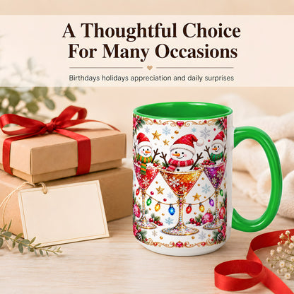#pl[15oz|Green] Snowman Martini Coffee Mug, Christmas Cocktail Mug, Ceramic Cup