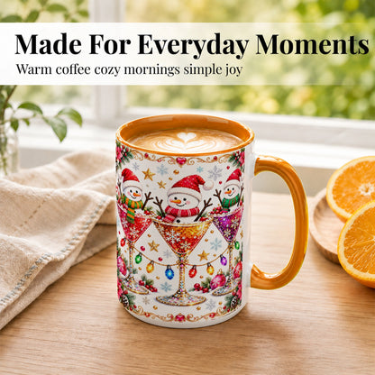 #pl[15oz|Orange] Snowman Martini Coffee Mug, Christmas Cocktail Mug, Ceramic Cup