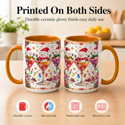 #pl[15oz|Orange] Snowman Martini Coffee Mug, Christmas Cocktail Mug, Ceramic Cup