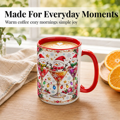 #pl[15oz|Red] Snowman Martini Coffee Mug, Christmas Cocktail Mug, Ceramic Cup