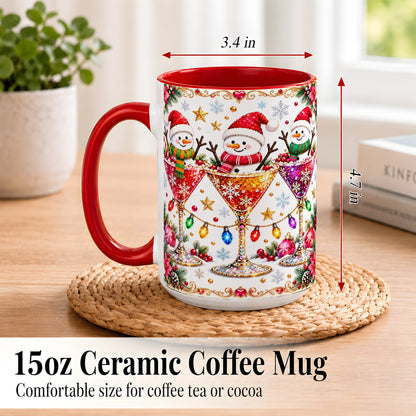 #pl[15oz|Red] Snowman Martini Coffee Mug, Christmas Cocktail Mug, Ceramic Cup