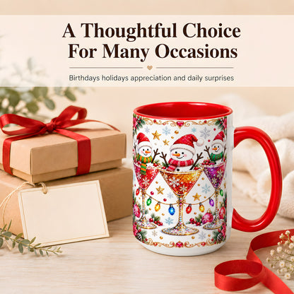 #pl[15oz|Red] Snowman Martini Coffee Mug, Christmas Cocktail Mug, Ceramic Cup