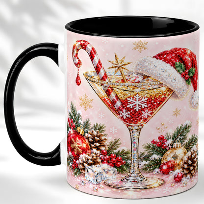#pl[11oz|Black] Christmas Martini Coffee Mug, Santa Hat Cocktail Mug, Ceramic Cup
