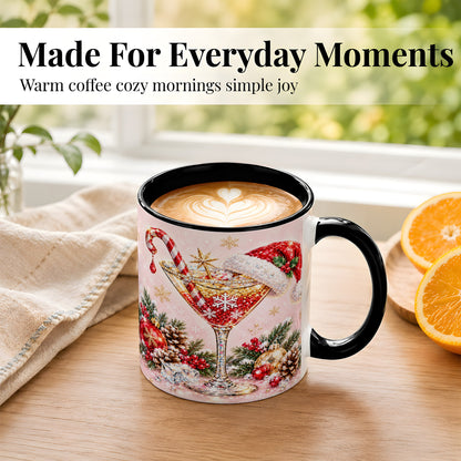 #pl[11oz|Black] Christmas Martini Coffee Mug, Santa Hat Cocktail Mug, Ceramic Cup