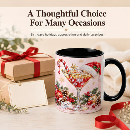 #pl[11oz|Black] Christmas Martini Coffee Mug, Santa Hat Cocktail Mug, Ceramic Cup