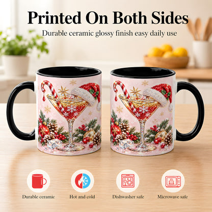 #pl[11oz|Black] Christmas Martini Coffee Mug, Santa Hat Cocktail Mug, Ceramic Cup