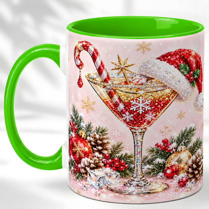 #pl[11oz|Green] Christmas Martini Coffee Mug, Santa Hat Cocktail Mug, Ceramic Cup