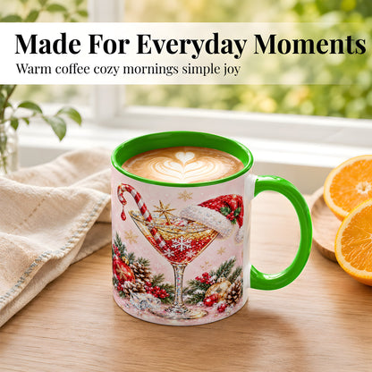 #pl[11oz|Green] Christmas Martini Coffee Mug, Santa Hat Cocktail Mug, Ceramic Cup