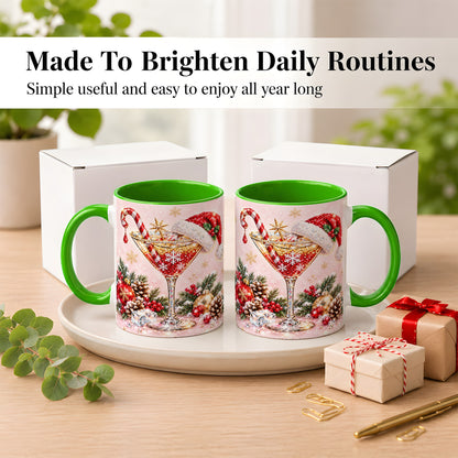 #pl[11oz|Green] Christmas Martini Coffee Mug, Santa Hat Cocktail Mug, Ceramic Cup