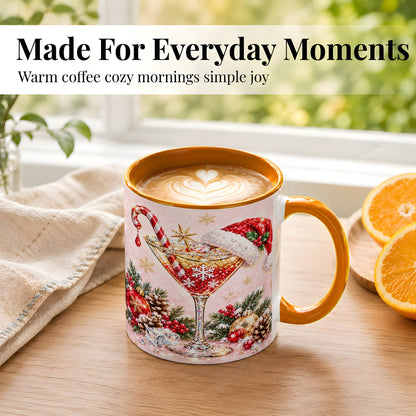 #pl[11oz|Orange] Christmas Martini Coffee Mug, Santa Hat Cocktail Mug, Ceramic Cup