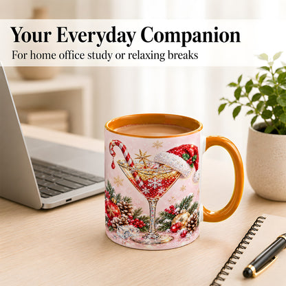#pl[11oz|Orange] Christmas Martini Coffee Mug, Santa Hat Cocktail Mug, Ceramic Cup