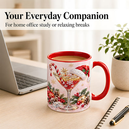 #pl[11oz|Red] Christmas Martini Coffee Mug, Santa Hat Cocktail Mug, Ceramic Cup