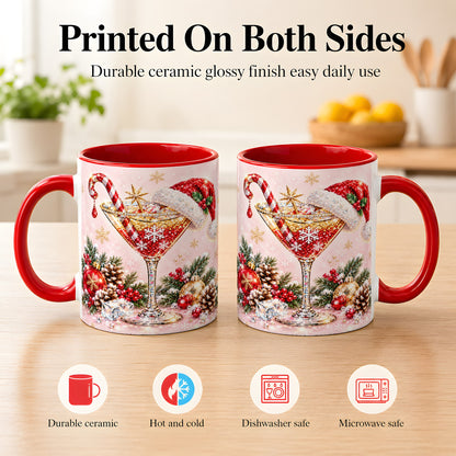 #pl[11oz|Red] Christmas Martini Coffee Mug, Santa Hat Cocktail Mug, Ceramic Cup