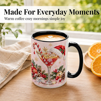 #pl[15oz|Black] Christmas Martini Coffee Mug, Santa Hat Cocktail Mug, Ceramic Cup