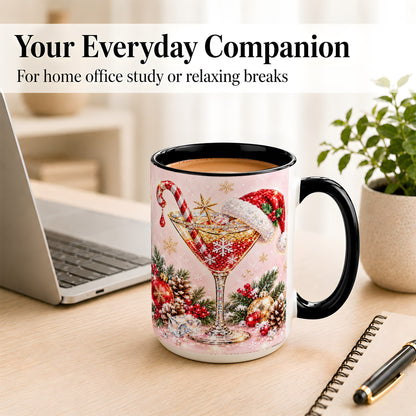 #pl[15oz|Black] Christmas Martini Coffee Mug, Santa Hat Cocktail Mug, Ceramic Cup