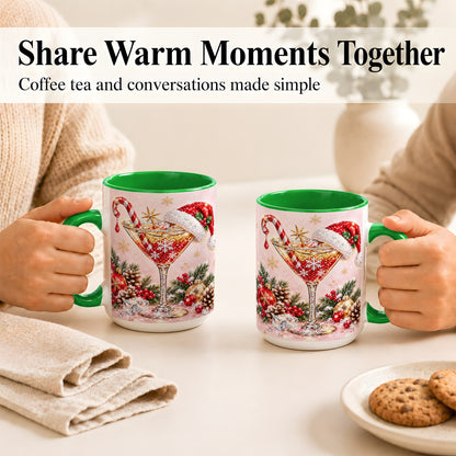 #pl[15oz|Green] Christmas Martini Coffee Mug, Santa Hat Cocktail Mug, Ceramic Cup