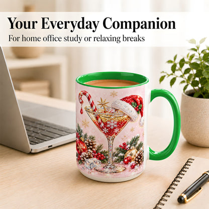 #pl[15oz|Green] Christmas Martini Coffee Mug, Santa Hat Cocktail Mug, Ceramic Cup