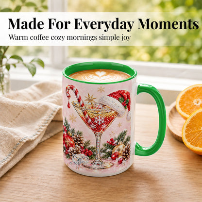 #pl[15oz|Green] Christmas Martini Coffee Mug, Santa Hat Cocktail Mug, Ceramic Cup