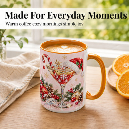 #pl[15oz|Orange] Christmas Martini Coffee Mug, Santa Hat Cocktail Mug, Ceramic Cup