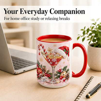 #pl[15oz|Red] Christmas Martini Coffee Mug, Santa Hat Cocktail Mug, Ceramic Cup