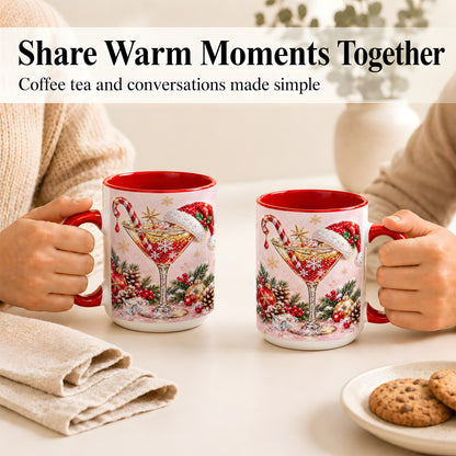#pl[15oz|Red] Christmas Martini Coffee Mug, Santa Hat Cocktail Mug, Ceramic Cup